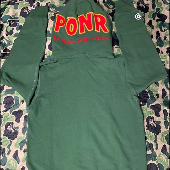 Bape A Bathing Ape Green Double Hood Shark Hoodie - Picture 2 of 8